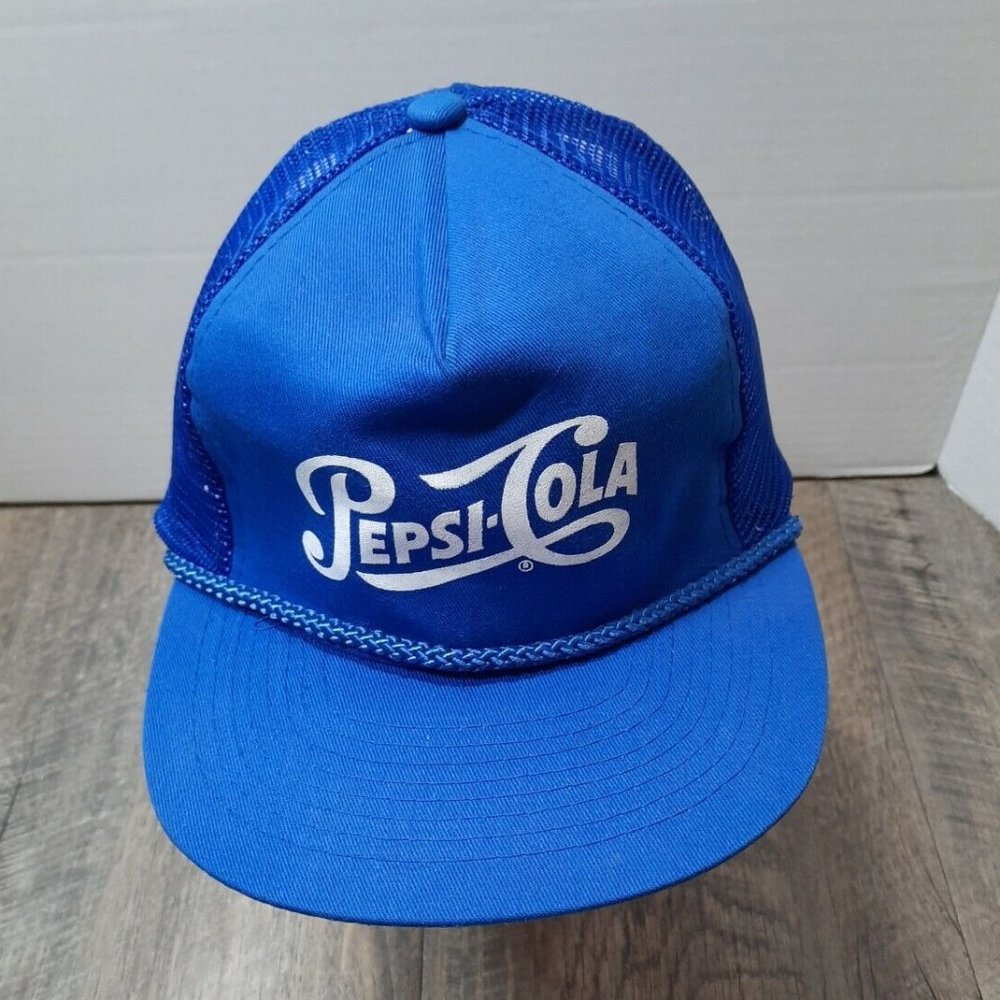 Vintage Snapback Mesh Pepsi Cola Trucker Hat Baseball Cap Foam Rope Soda Pop 80s